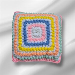Pillow With Crochet Granny Squares